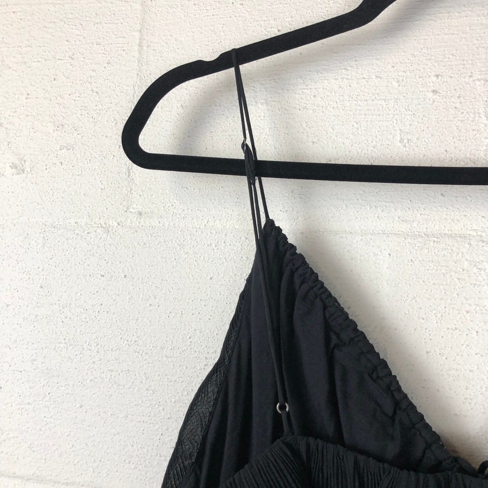 Abercrombie & Fitch Womens Plisse Ruched Babydoll‎ Mini Dress Size XL Tall Black - Picture 8 of 14